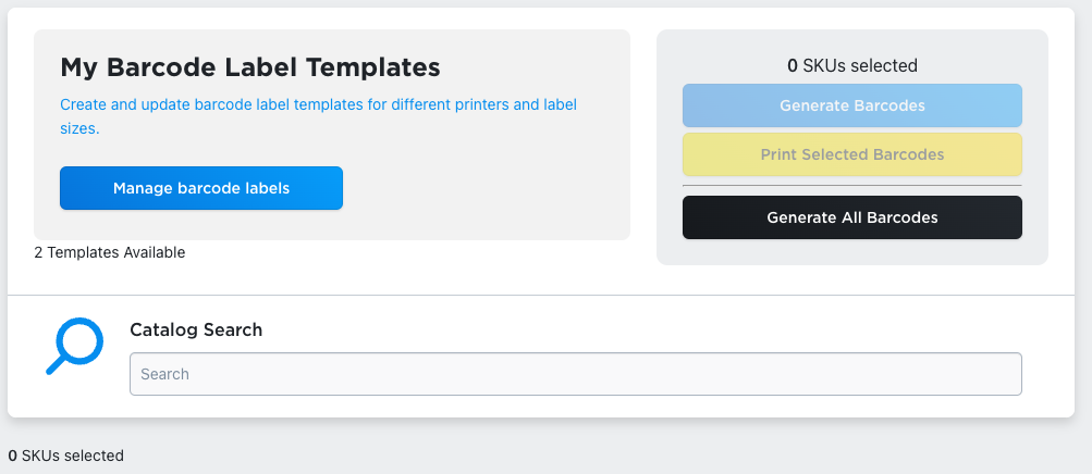 Manage Barcode Label Templates