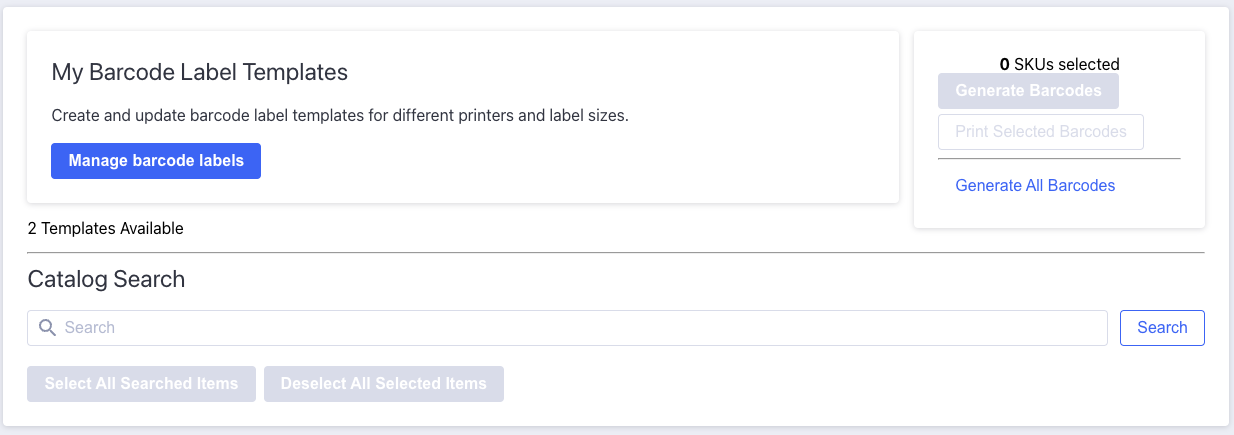 Manage Barcode Label Templates